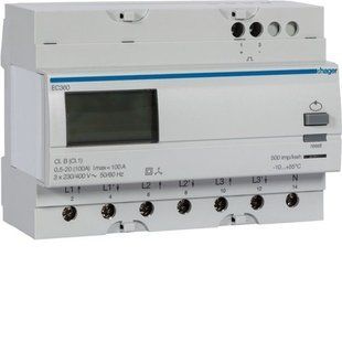 Счетчик электроэнергии трехфазный HAGER EC360 100А, 7м технический отчет EC360-HAGER фото