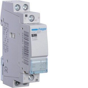 Hager ESC227 25А 230В 1НО+1НЗ модульний контактор для керування електричними ціпями ESC227-HAGER фото