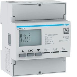 Счетчик электроэнергии однофазный HAGER ECM180T 3х80А, 4М, MBUS, технический отчет ECM180T-HAGER фото